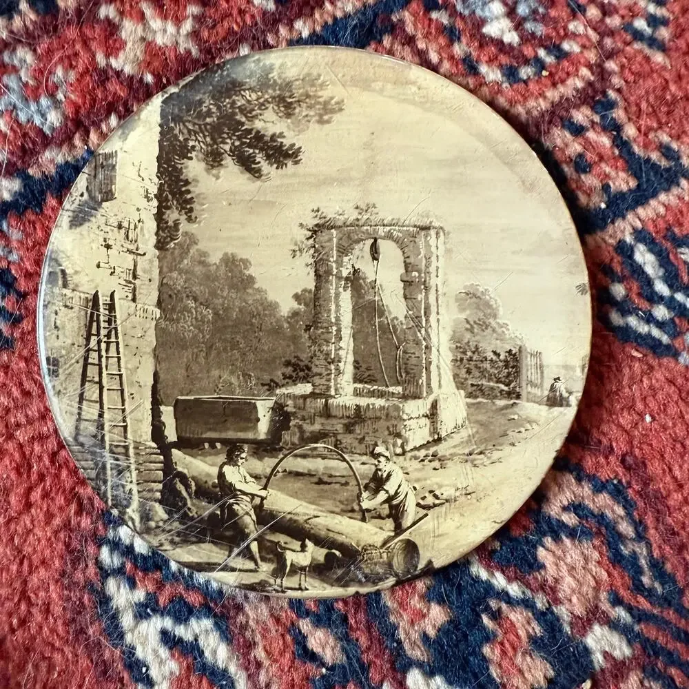 RARE Vintage Round Coasters Sepia Scenes‎ of Antiquity Set of 4 CLEAN CONDITION